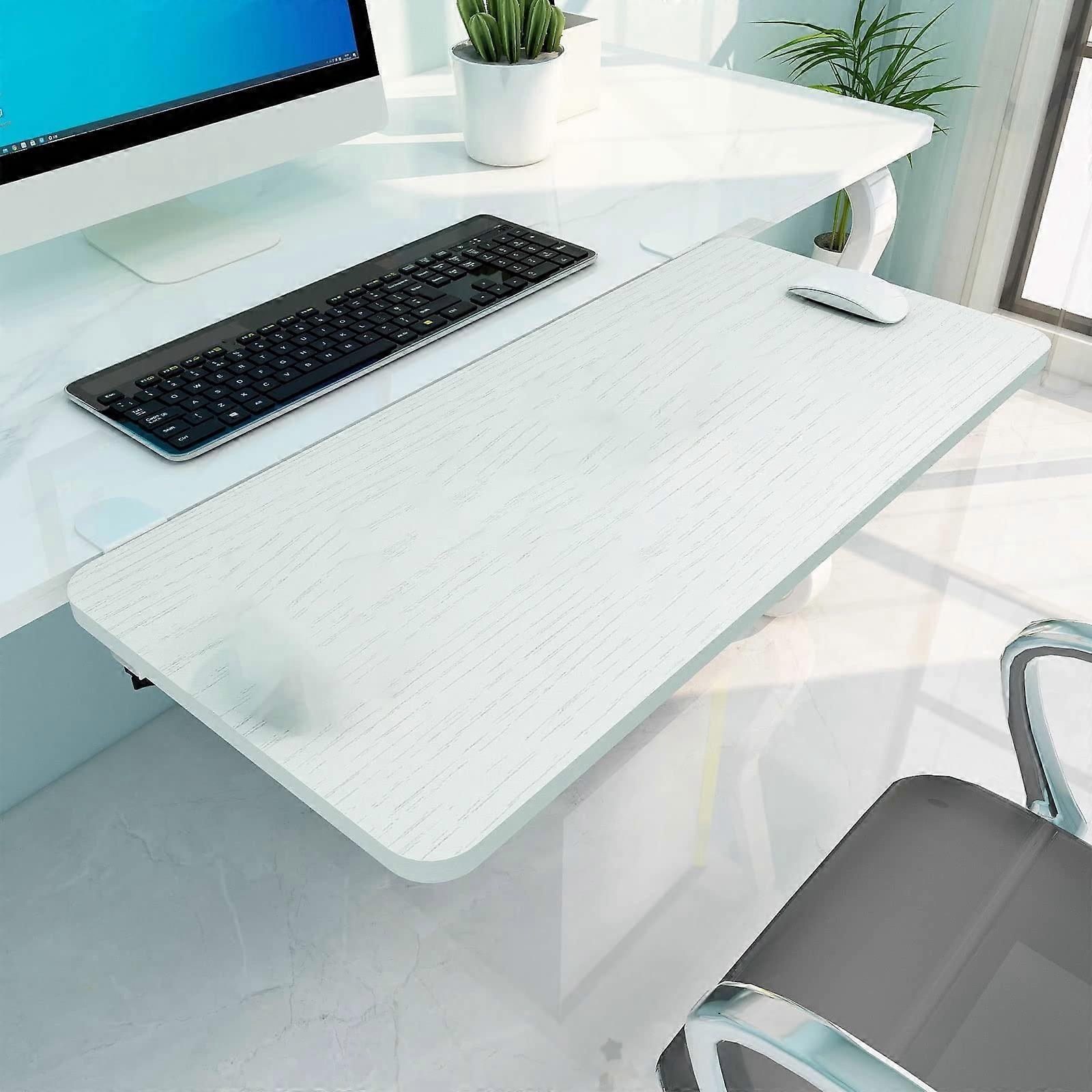 Foldable Under Desk Keyboard Tray with NoDrill Installation, Ergonomic Typing Height, White