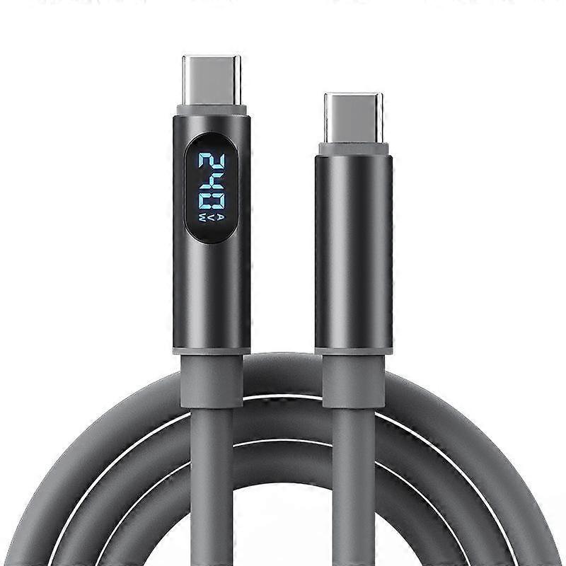 HFSAZJ 240W USB C to USB C Cable with V/A/W Display, Fast Charging Data Cable with LED Display, 480Mbps Data Transfer, Nylon Braided Type-C Cables fo