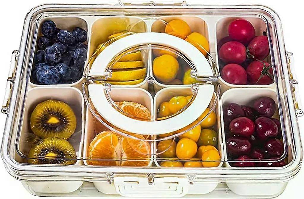 Divided serving tray with handle, 8 compartments snack box