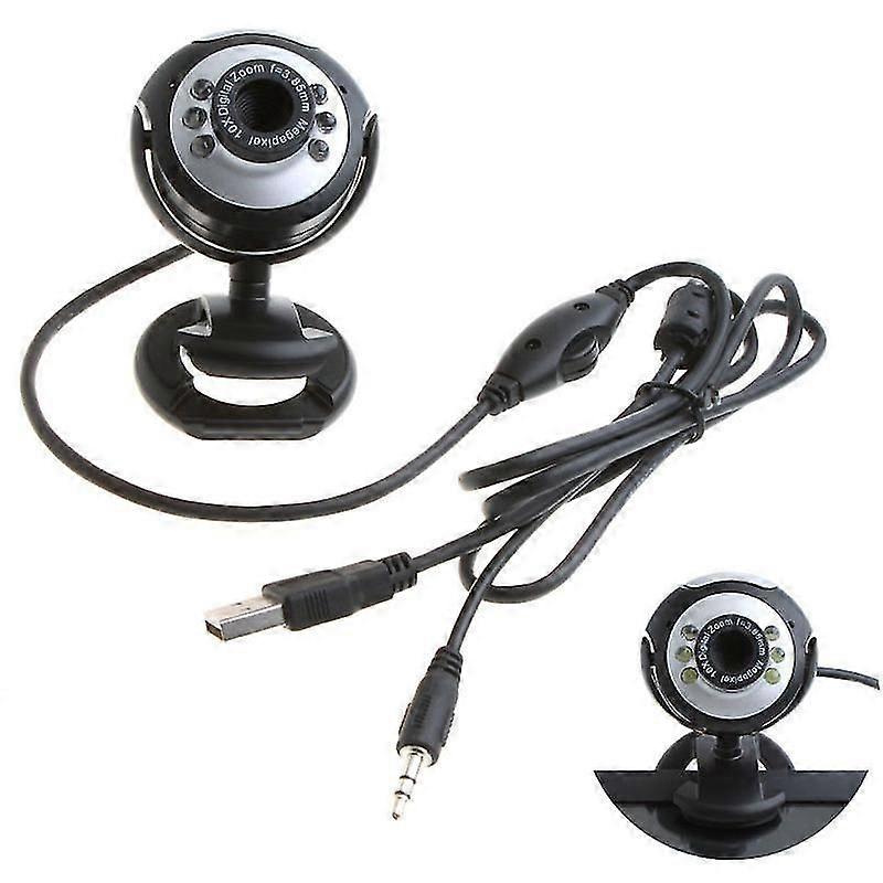 6 LED HD Webcam - USB 2.0 50.0m PC Camera with Mic for Computer