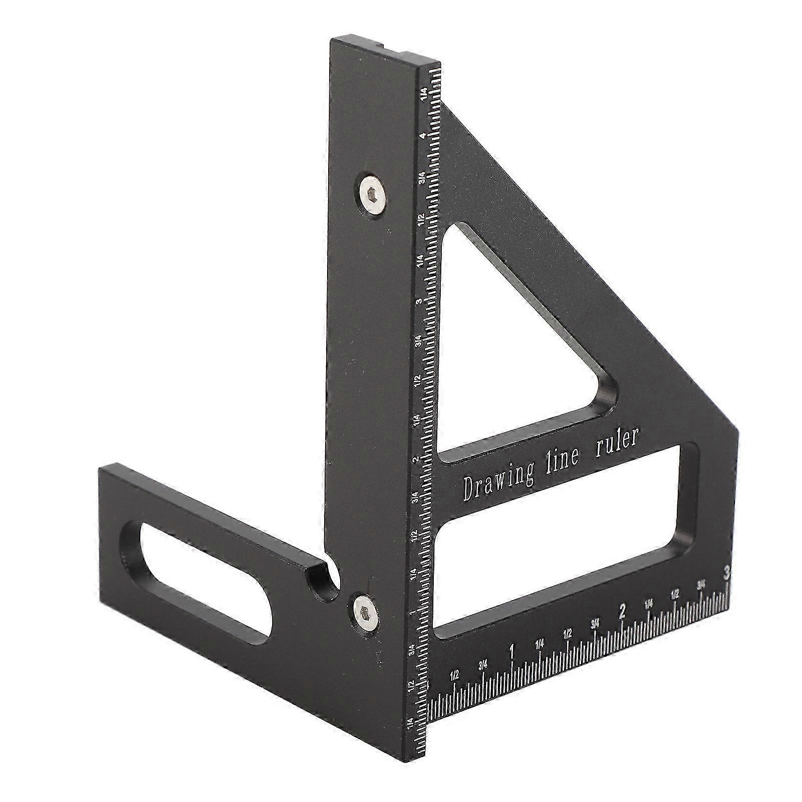 Woodworking Square Protractor 45 90 Degree Miter Triangular Ruler Scriber Layout Measuring Tool for Engineer Carpenter Black