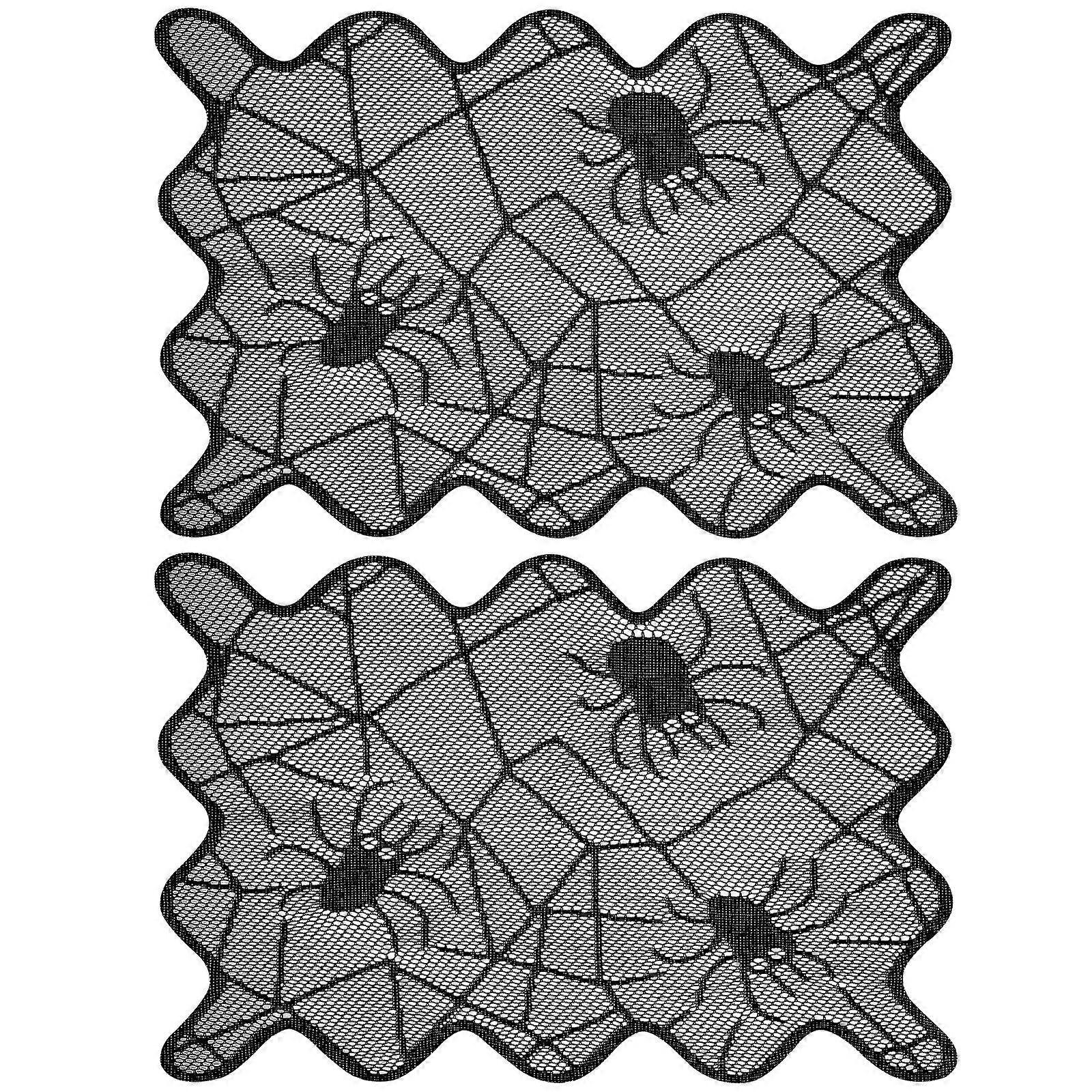 Decorative Spider Web Halloween Table Mat Placemat for Table 2Pcs