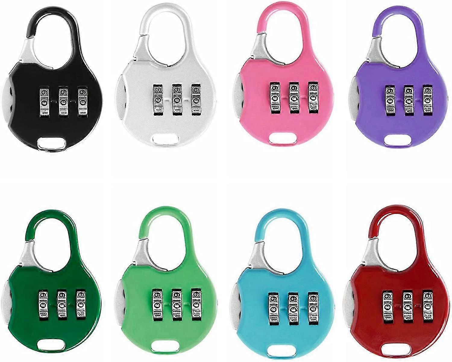 3 Digit Combinations Padlock The Safe Cipher Lock Resettable Code Lock , Color Locks 8 Pack
