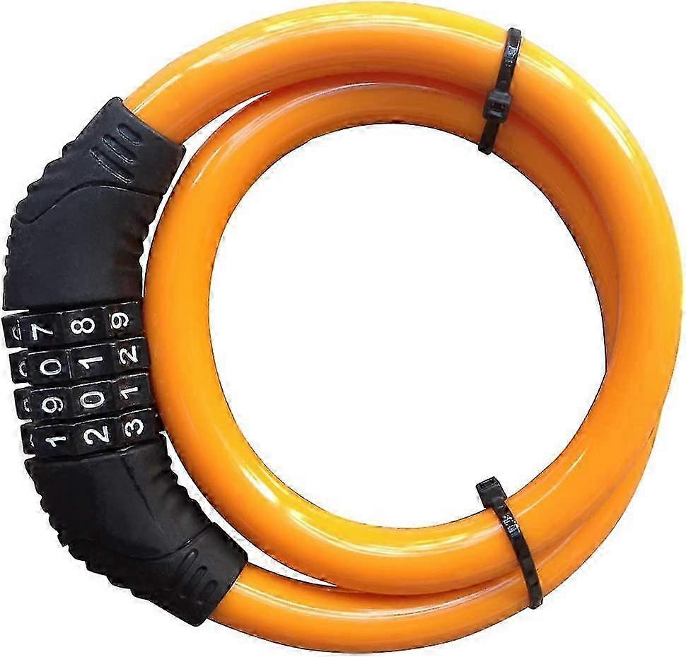Bike Lock Cable, 4 Digit Resettable Combination Security Cable Lock Self Coiling Cable Lock