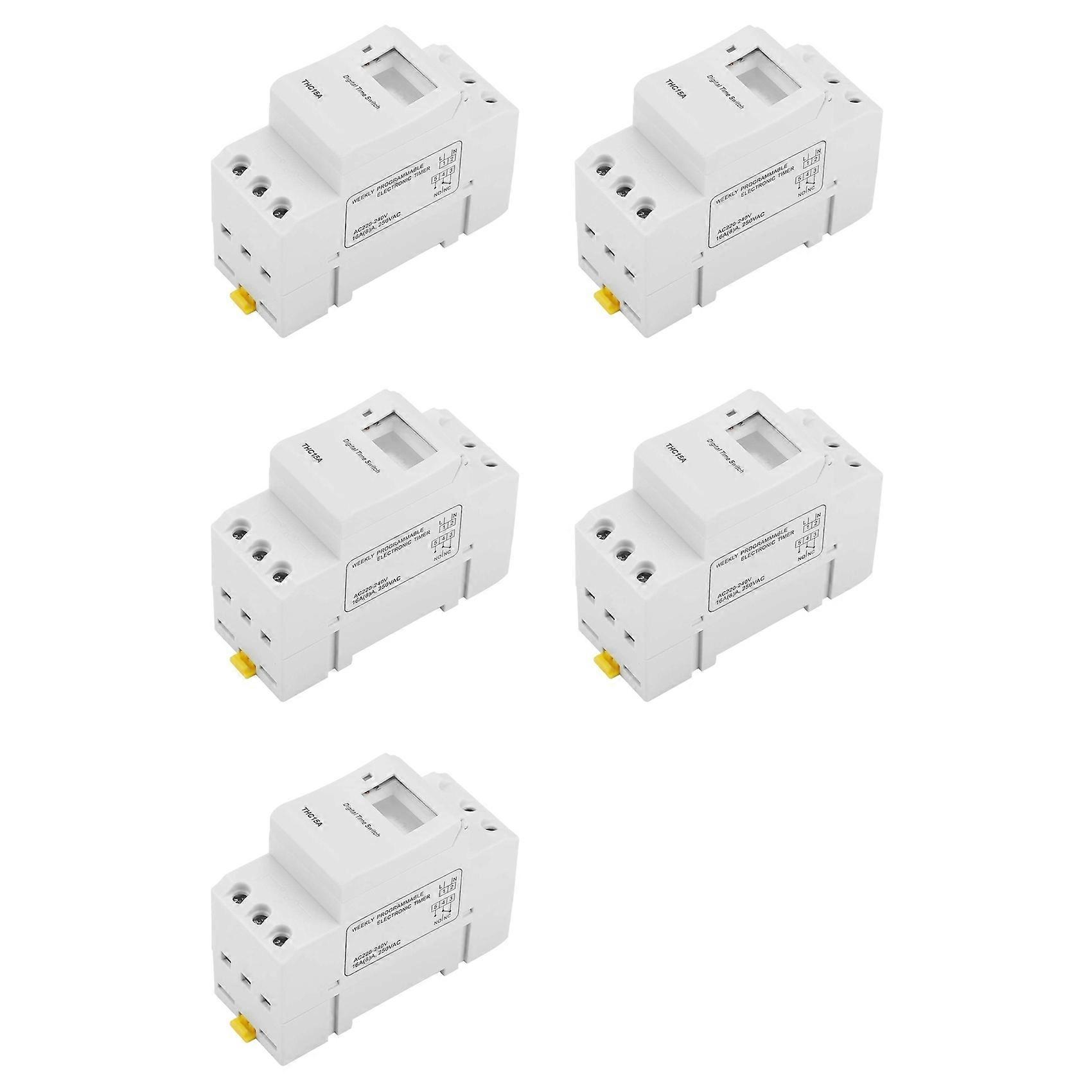 5X THC15A Digital Timer Switch Programmable Electronic Time Control Switch Time Delay Switch DIN Rail AC220-240V