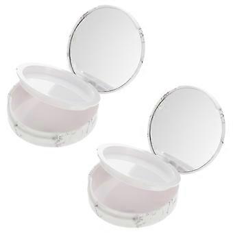 Assorted Color Marble Texture Pressed Powder Box for Storage Use 2Pcs