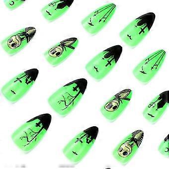 Mantelipuristin kynnet Halloween Luminous False Nails Full Cover Fake Nails