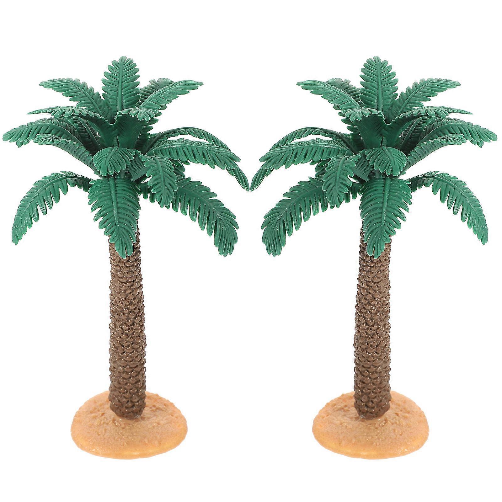 Plastic Palm Tree Model for Decoration 2Pcs Simulation Palm Trees Micro Landscape