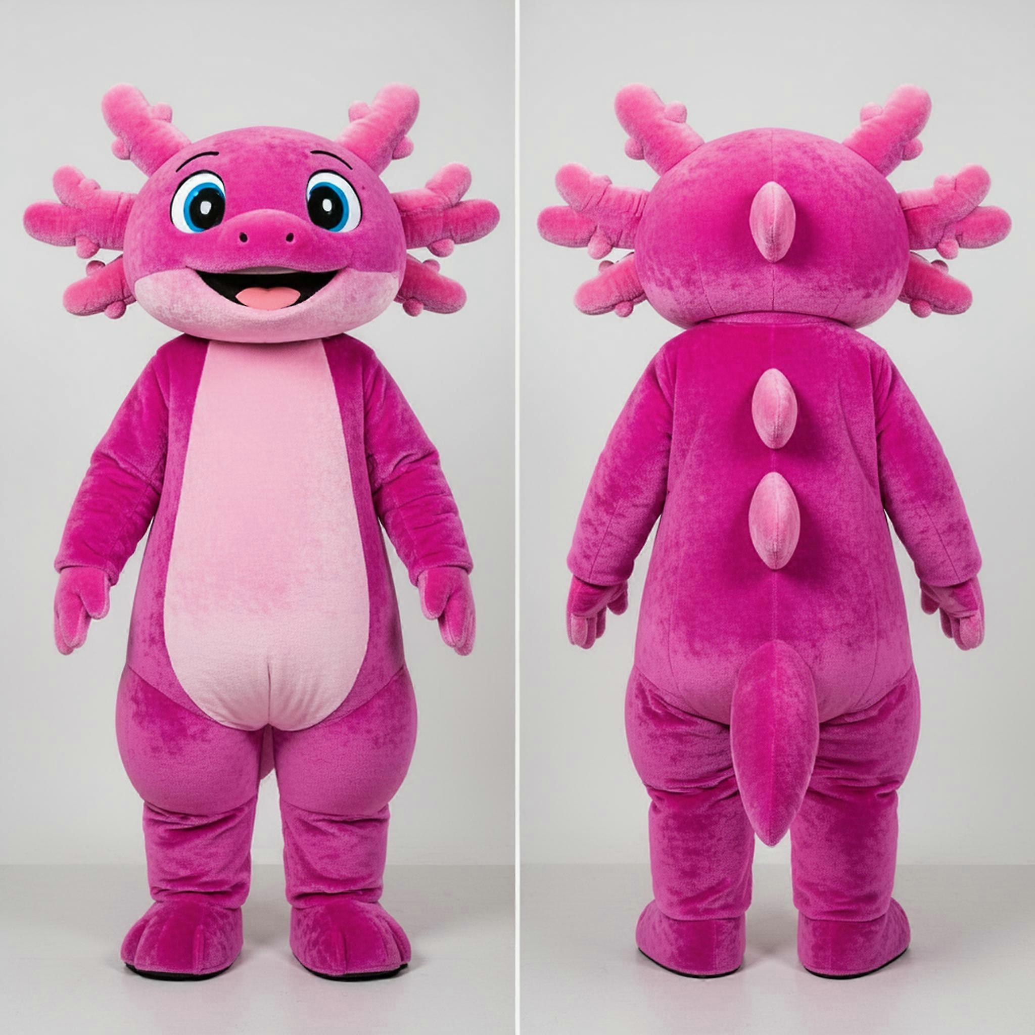 MASTICOT Magenta Smiling Axolotls Mascot
