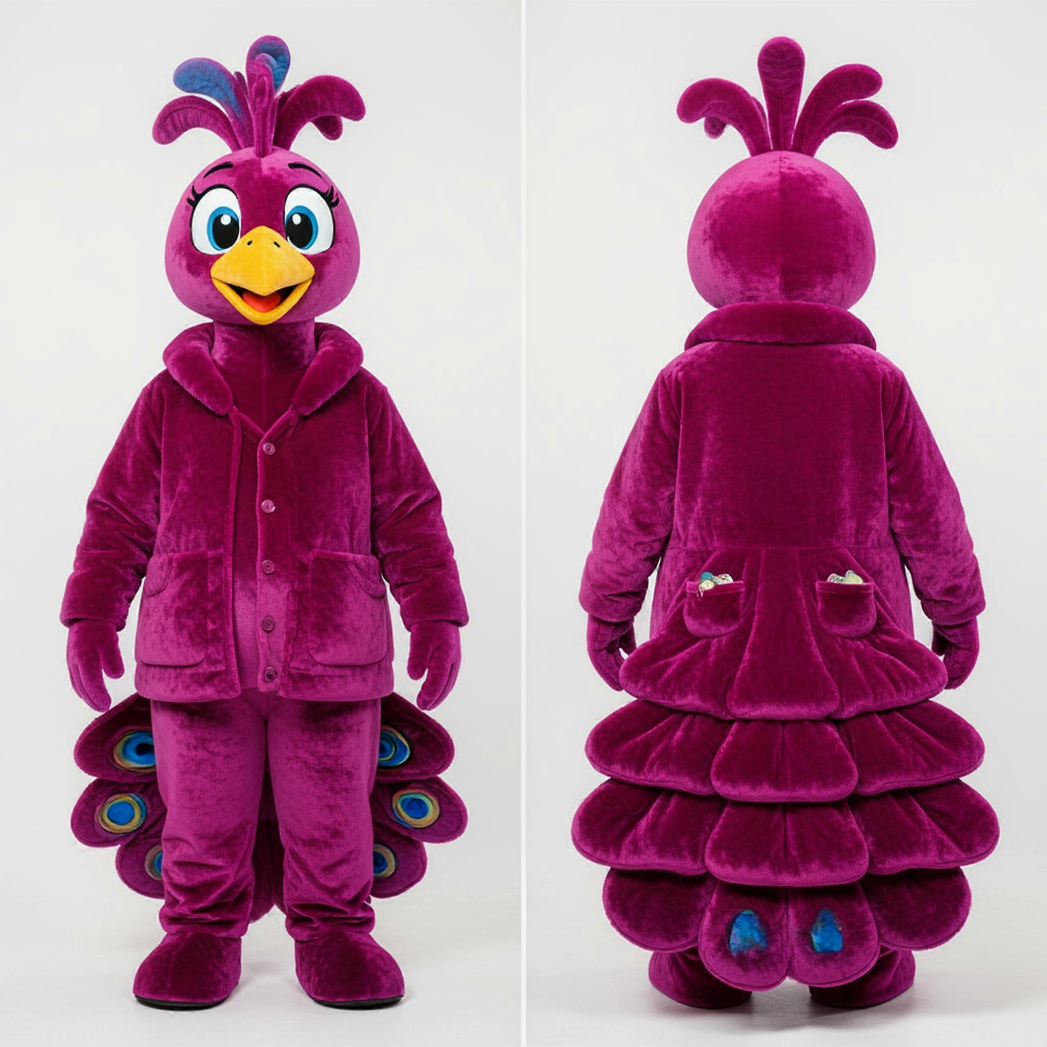 MASTICOT Magenta Velvety Peacock Mascot