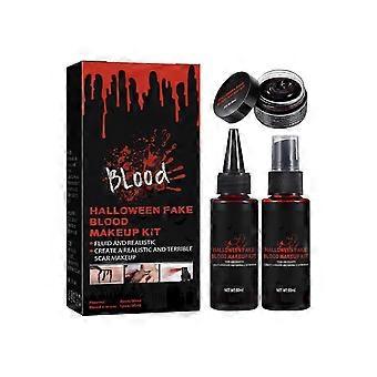 Halloween Fake Blood Makeup Kit, Realistic Washable Special Effects SFX Makeup Set, for Zombie Vampire Monster Cosplay Mouth Clothes Dress Up