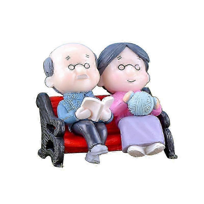 Realistic Mini Bench With Elderly Couple
