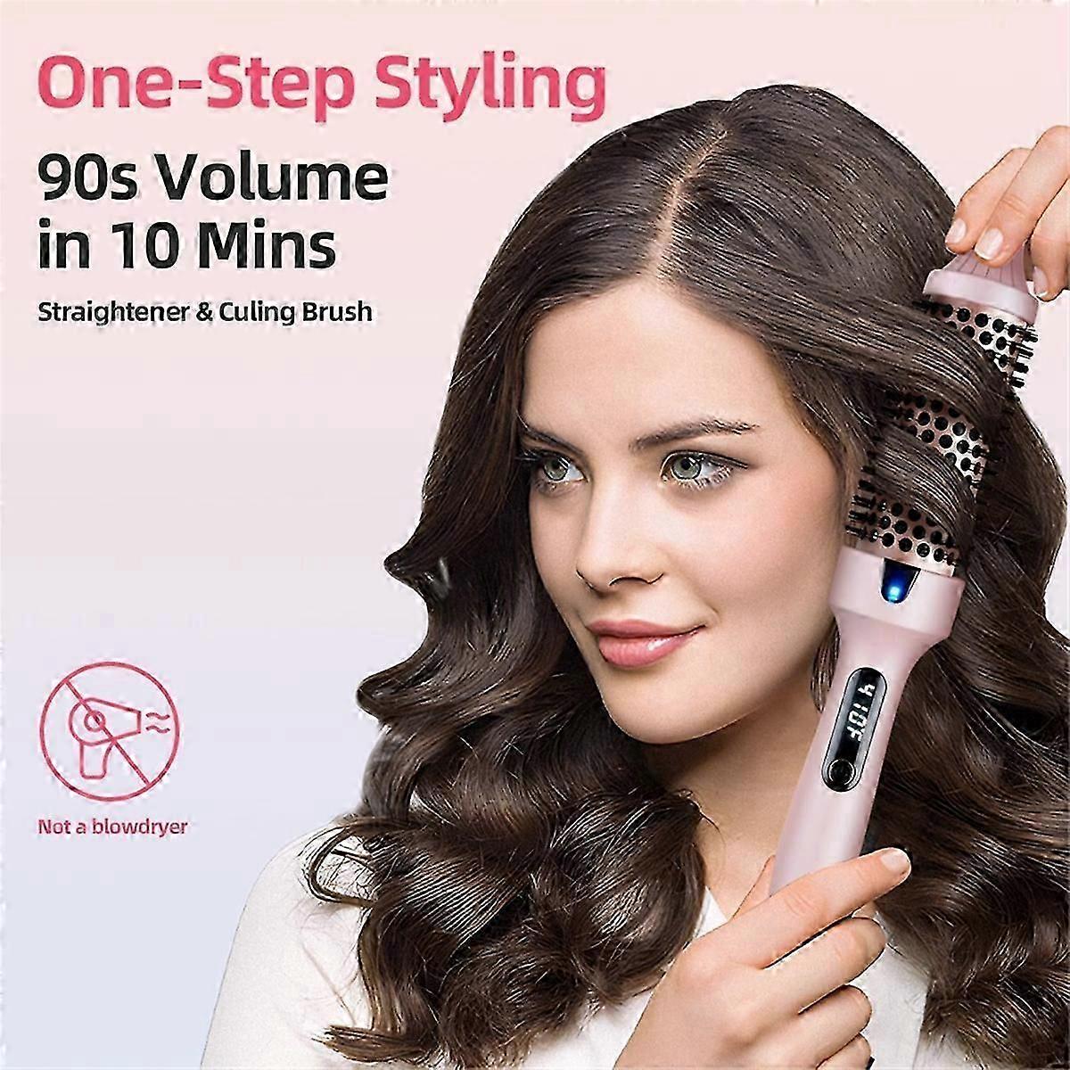 Curling Brush, Negative Ionic Heated Thermal Round Brush EU Plug