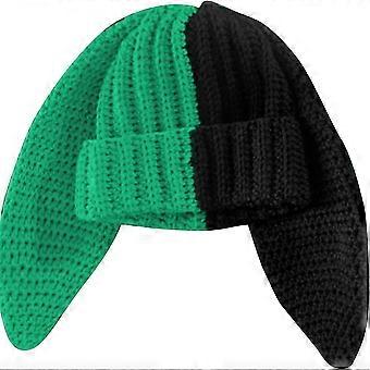 Women's Colorblock Rabbit Ear Beanie, Cute Long Bunny Ear Knit Hat, Stretchy for Big Head, Autumn Winter