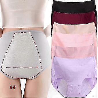 Plus Size High Waist Cotton Leakproof Briefs 6-Pack Women's Underwear