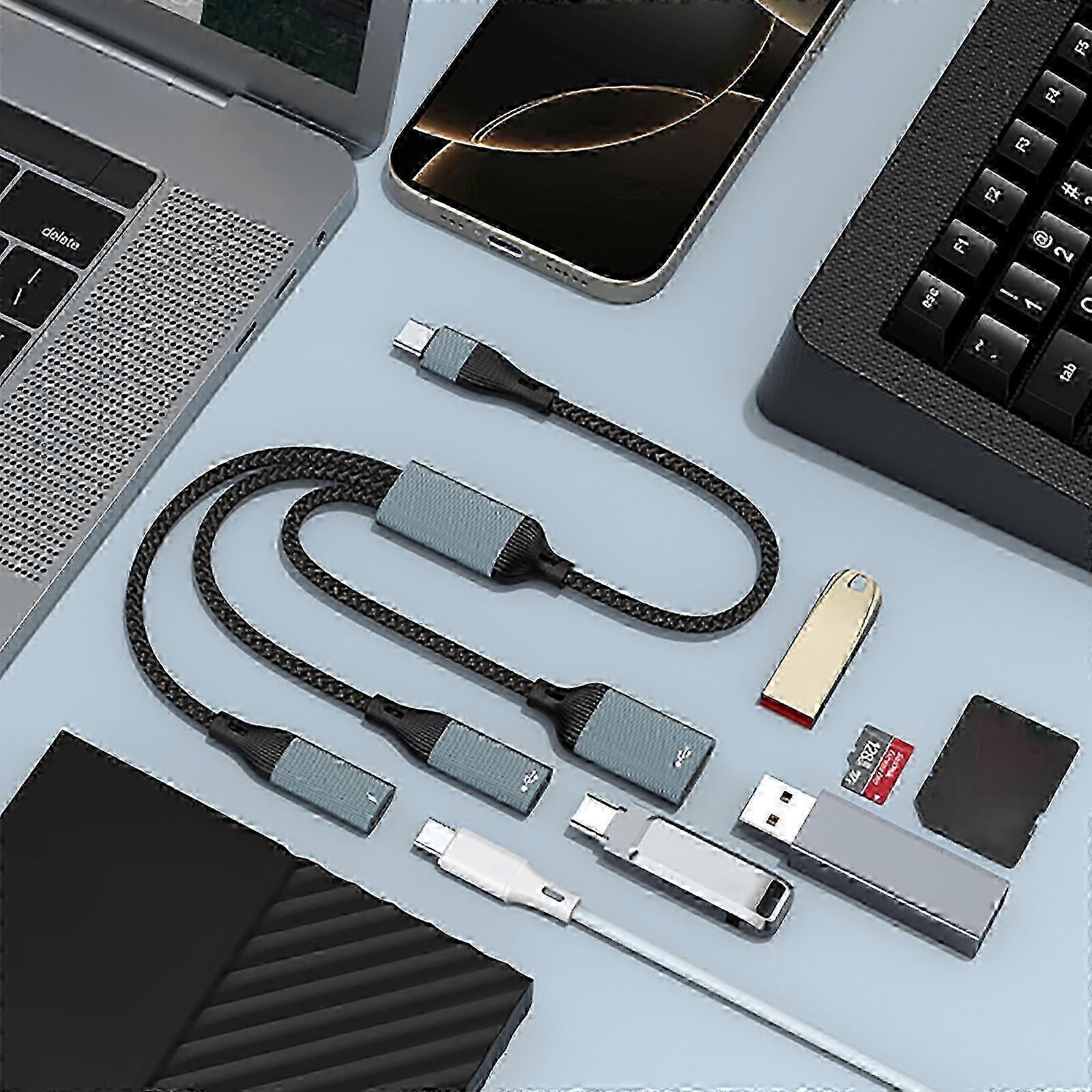 USB C Splitter Cable 60W Charging 480Mbps Transfer