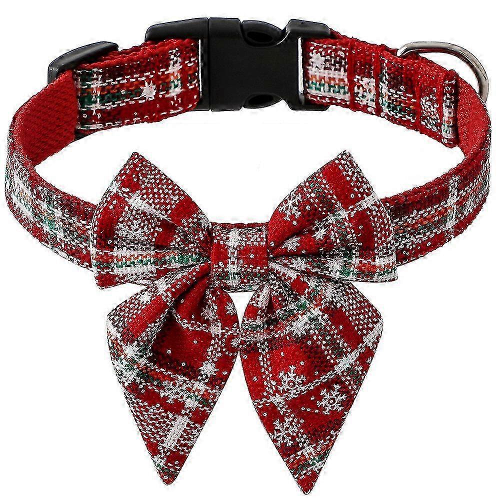 Soft Plaid Dog Collar Movable Tie