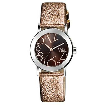 V & light watch for Women Analog Quartz with Cowskin Bracelet VL029603