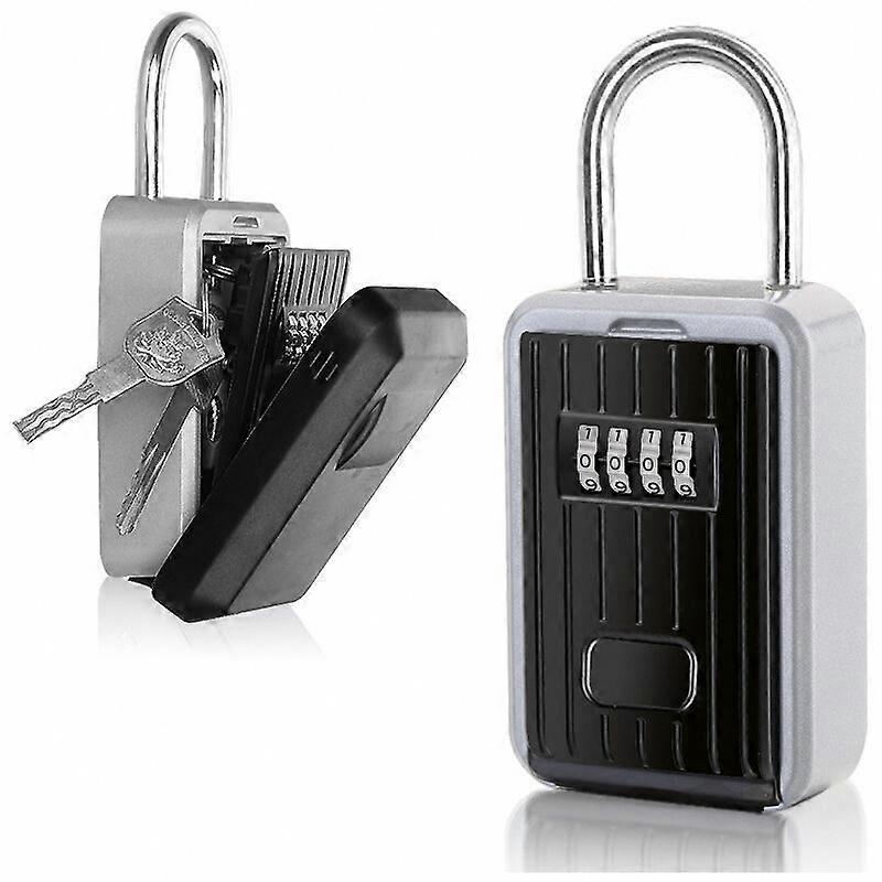 Wall Mounted Key Box with 4-Digit Digital Code, Extra Large Outdoor Lock Box with Handle (Black)