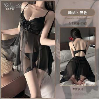 Beautiful sheer lingerie for women, no-removable mesh camisole nightdress, see-through with bra pads, sexy pajamas, cute girl style