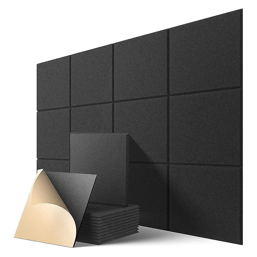-Adhesive Acoustic Panels 12 Pack,12 x 12 x 0.4 inch Sound Proof Padding,Sound Absorbing Panel ,Bla