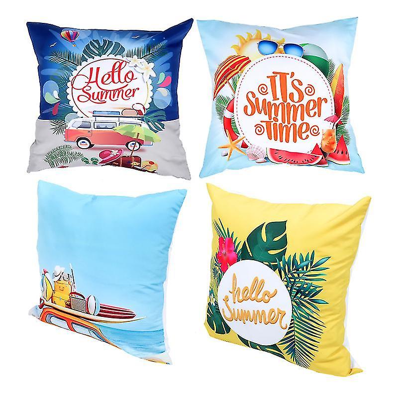 45X45cm Assorted Color Pillowcases & Shams 4pcs Sofa Throw Pillow Cover Floral Pillowcase Summer Bea