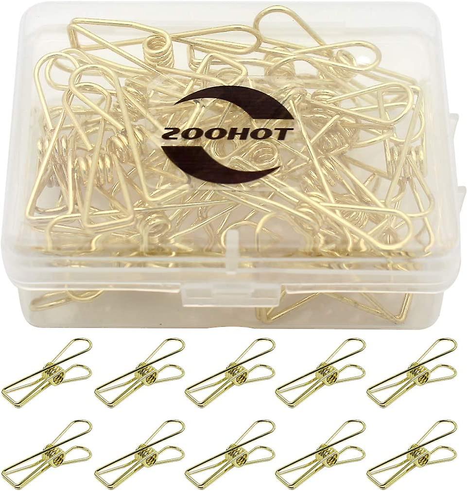 Pack of 25 Small Gold Clips Multi-Purpose Clothesline Utility Clips, Gold