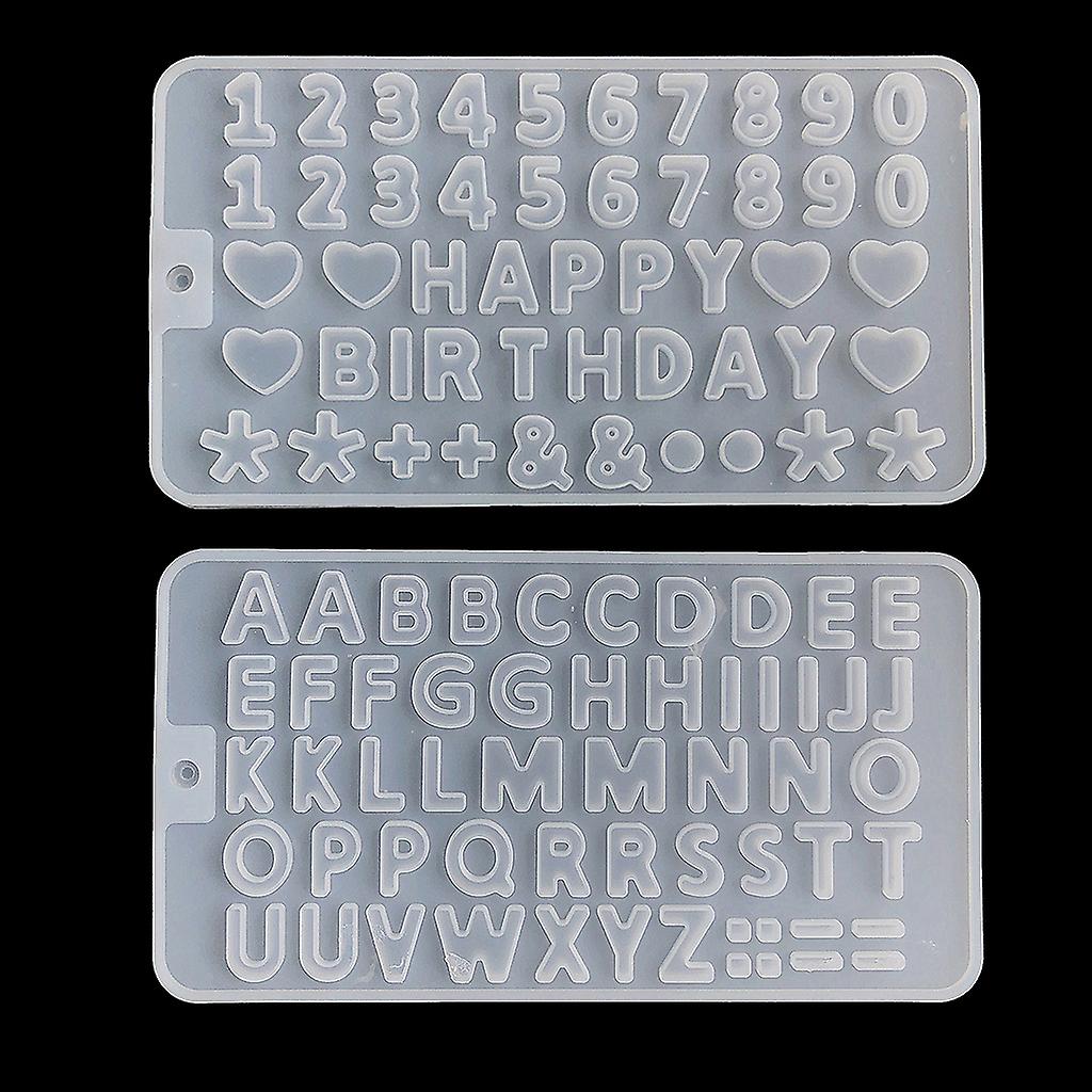 2 Pcs/Set Silicone Mould DIY Crafts Mould Alphabet Numbers Keychain Resin Mold