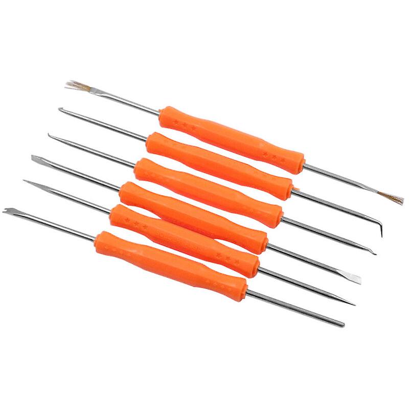 Schweißhilfswerkzeuge,6 Sätze Metallschweißhilfe-Kit Platine Präzises Schweißwerkzeug-Set Bürstenschaber Gabel Hakenstanze Entfernung(Orange)