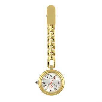 Veeki Clip on Hanging Lapel Watch, Nurse Fob Watch, Analog Quartz Pocket Watch with Pulsometer Scale and Luminous Handgolden