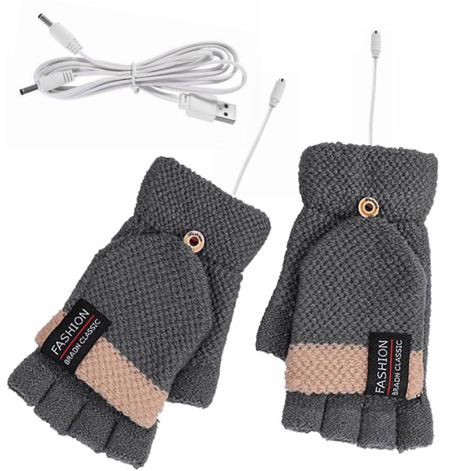 Usb Half Finger Mittens Durable Easy Usb Charging Gloves For Office Worker Bank Workers