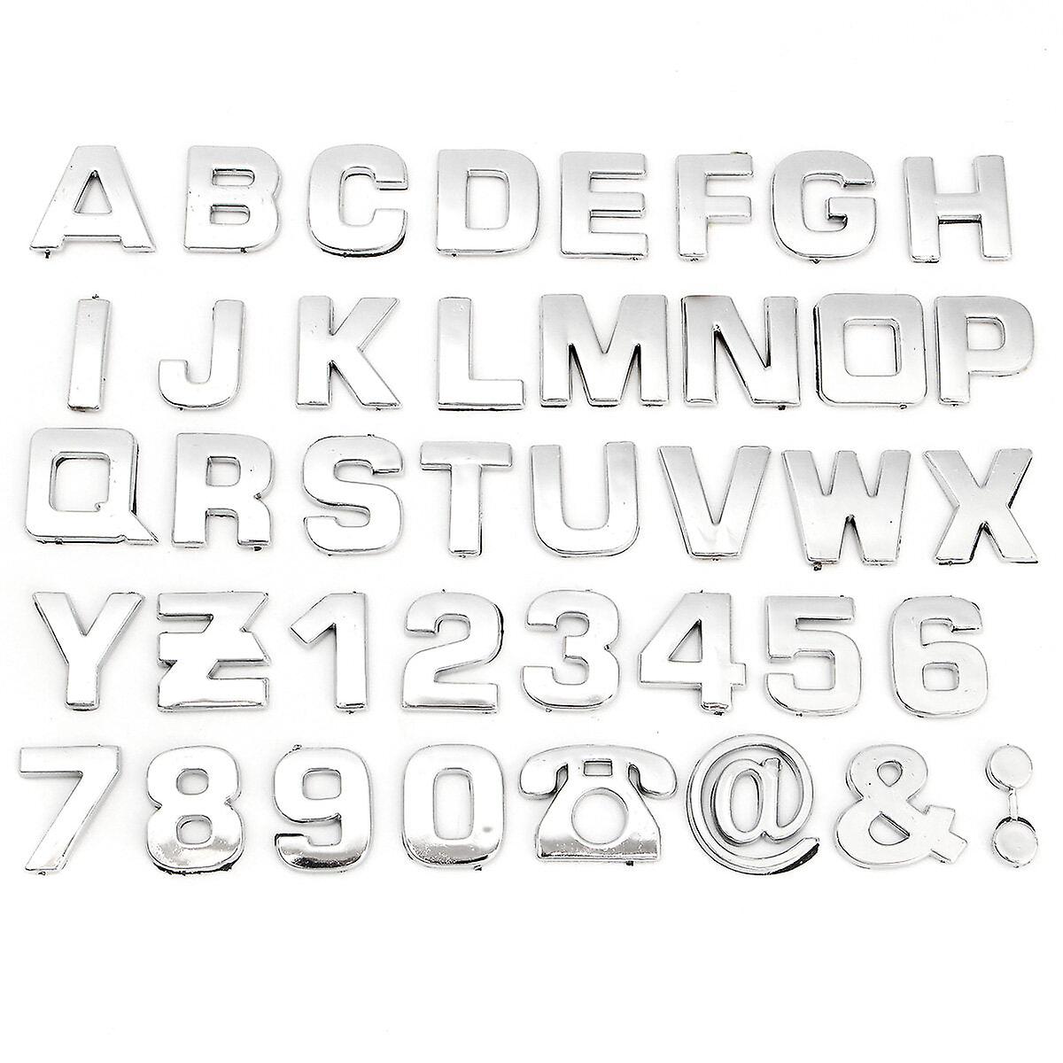 40Pcs 3d Car Emblem Letter Badge Decal - Diy Metallic Alphabet & Number Stickers