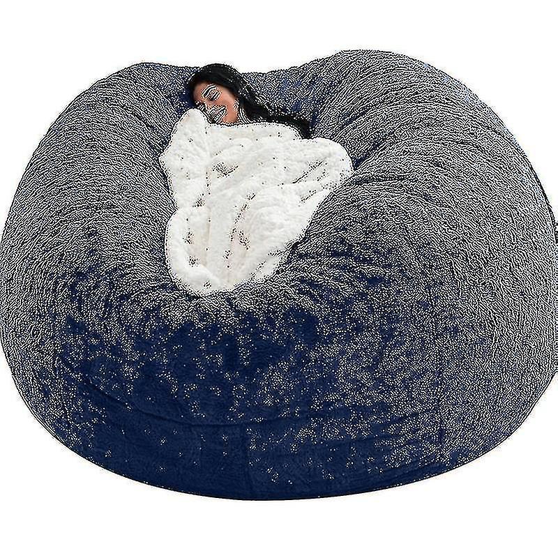 Bean Bag Chair Cover Soft Fluffy Fur Portable Lazy Sofa Cover