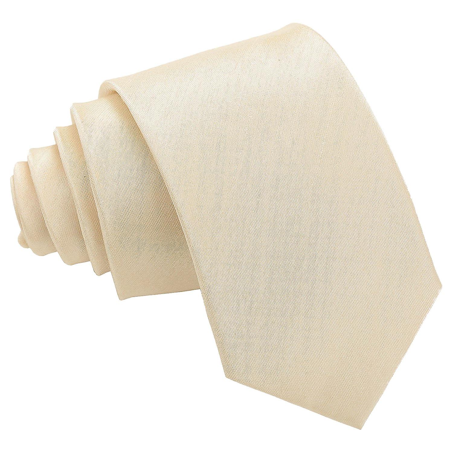 Beige Plain Shantung Schlanke Krawatte