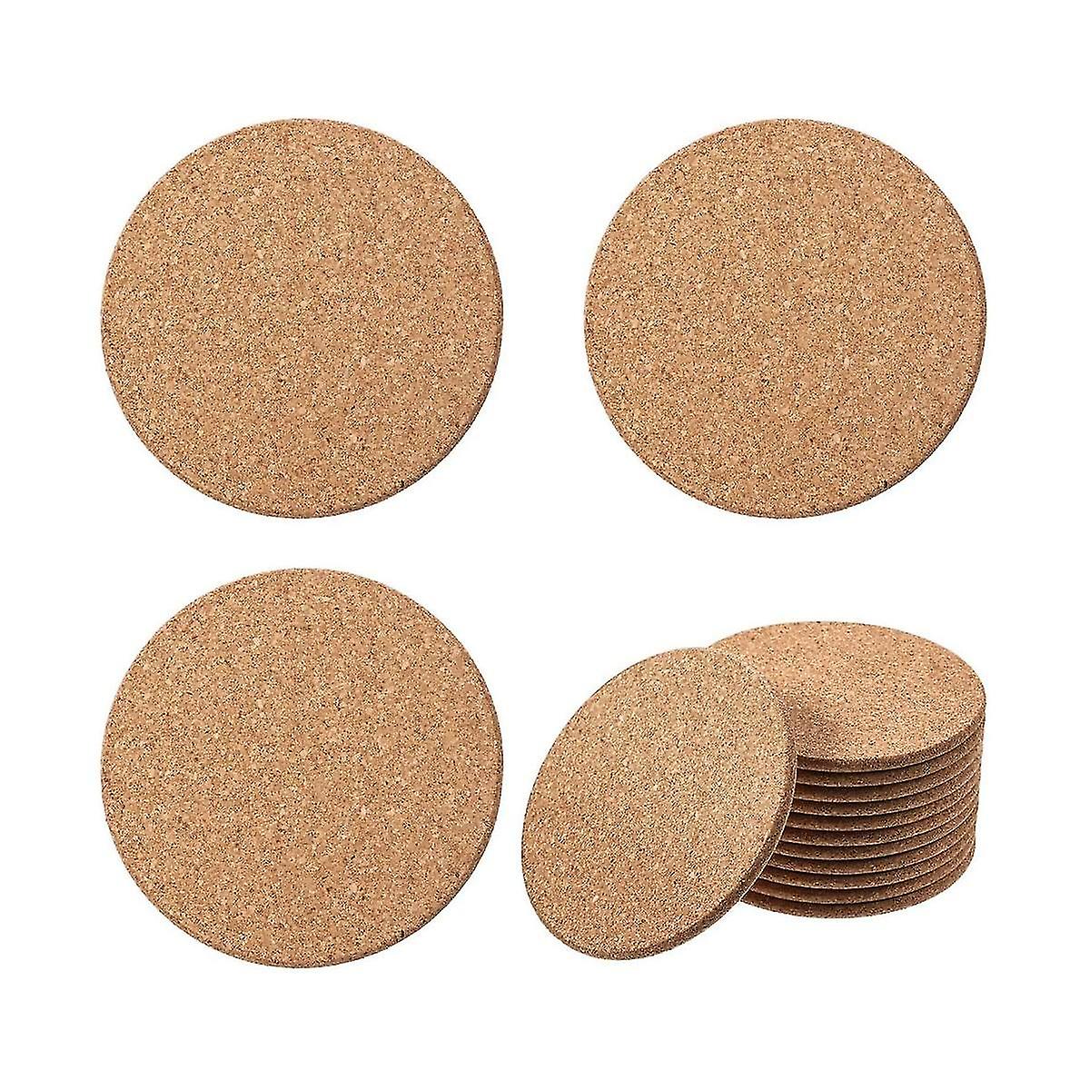 Træ tyk 12 stk kork coasters til drikke, 4 tommer træ tykke drikke coasters sæt til planter bar