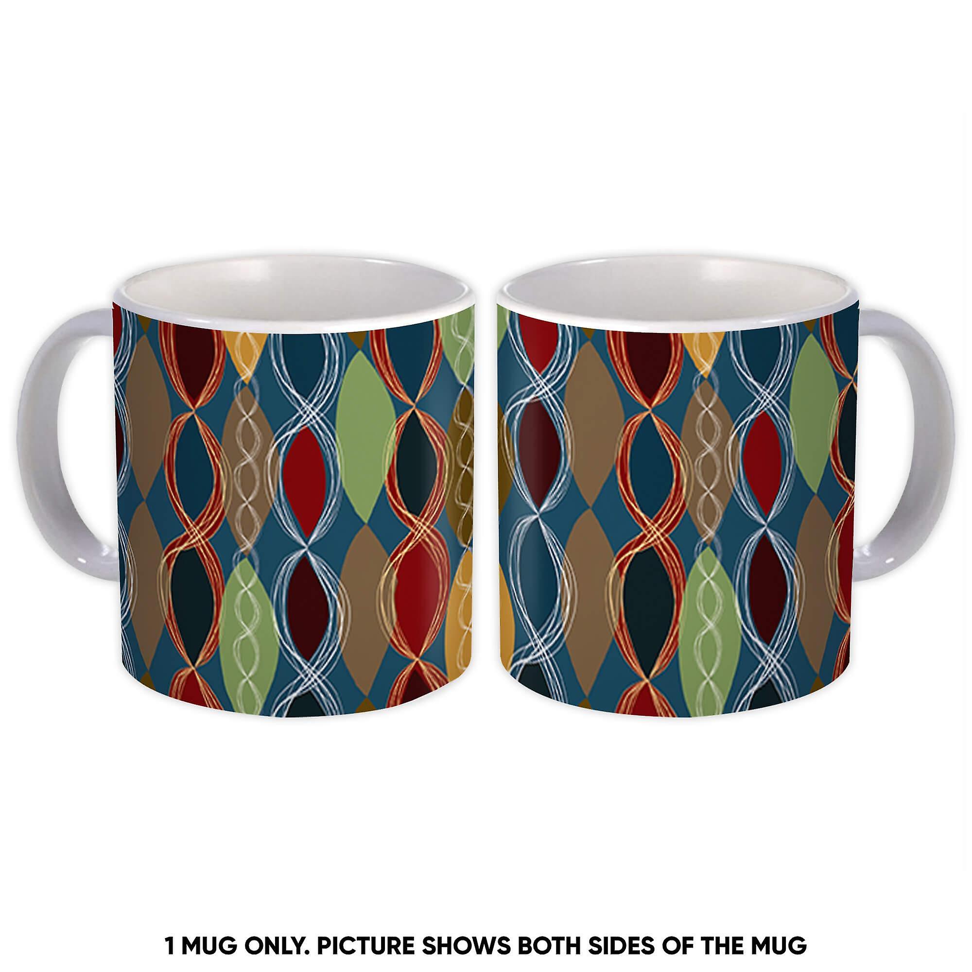 Gift Mug: Vertical Garland Oval Abstract Pattern Retro