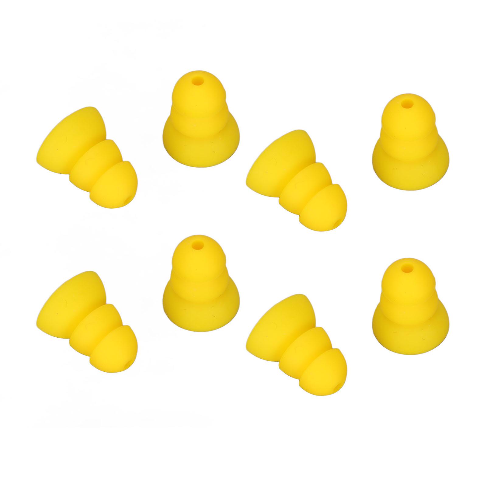 8pcs Hearing Aid Ear Tips 3 Layer Soft Silicone Replacement BTE ITE Pocket Hearing Aids Earplug DomesYellow