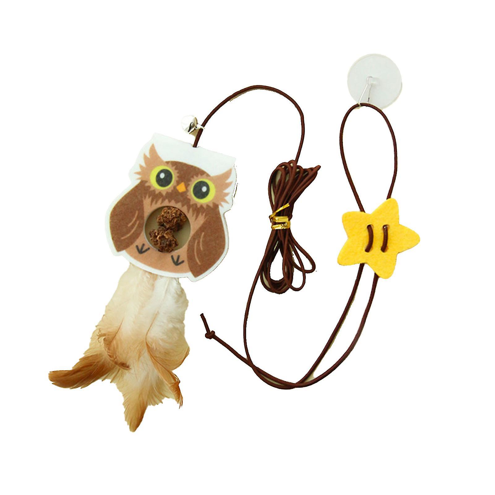 String Cat Toy Hanging Door Feather Toy Elastic Retractable Cat At Teaser Toy Owl