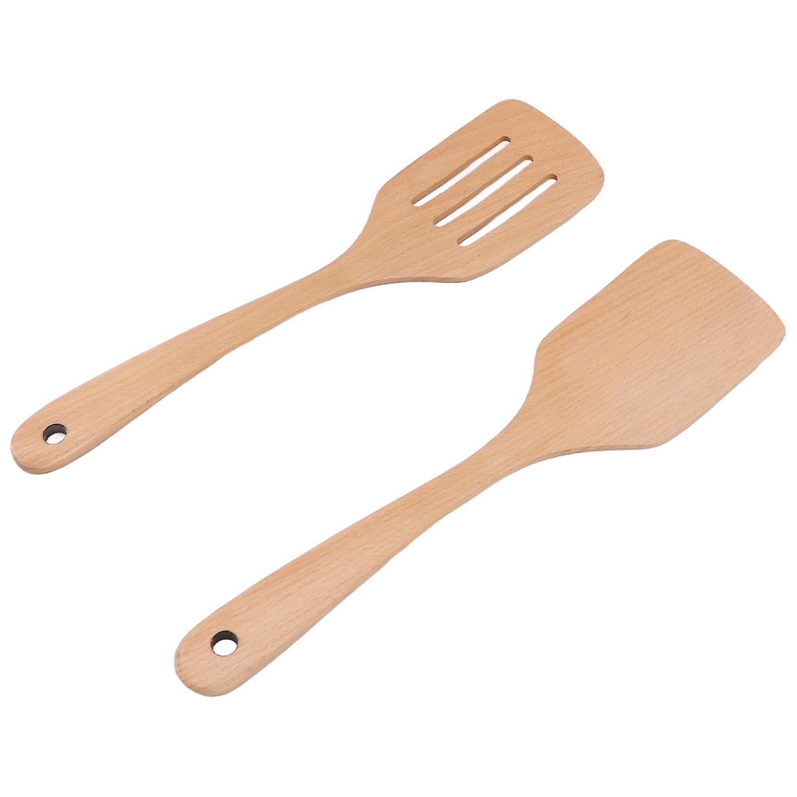 Wooden Spatula for Cooking, Kitchen Wooden Spatula Set with Leaking Shovel Portable Beech Wood Spatula Kitchen Cooking Utensils