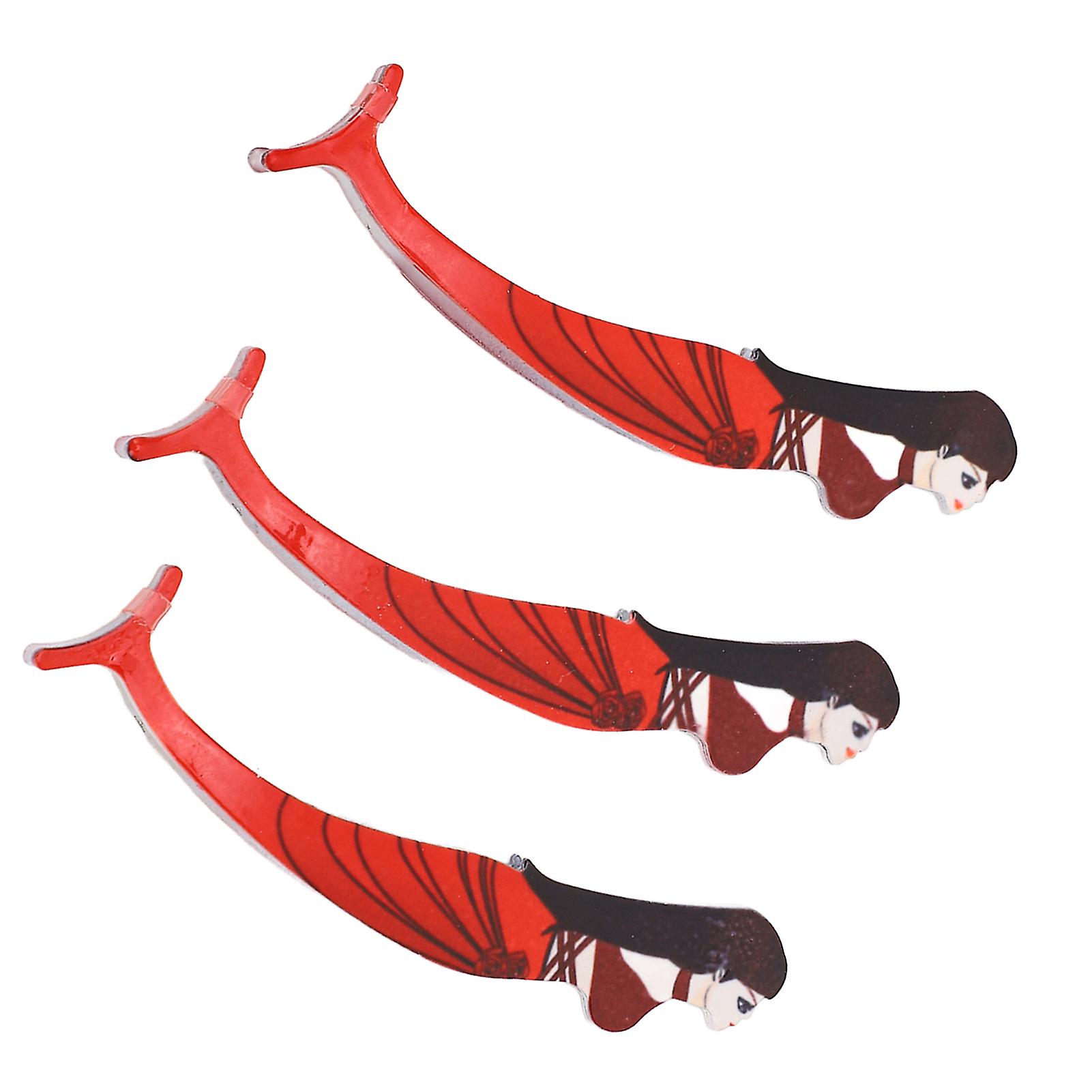 3PCS Eyelashes Tweezers False Eyelash Curlers Applicator Removal Tool Stainless Steel Nippers Red