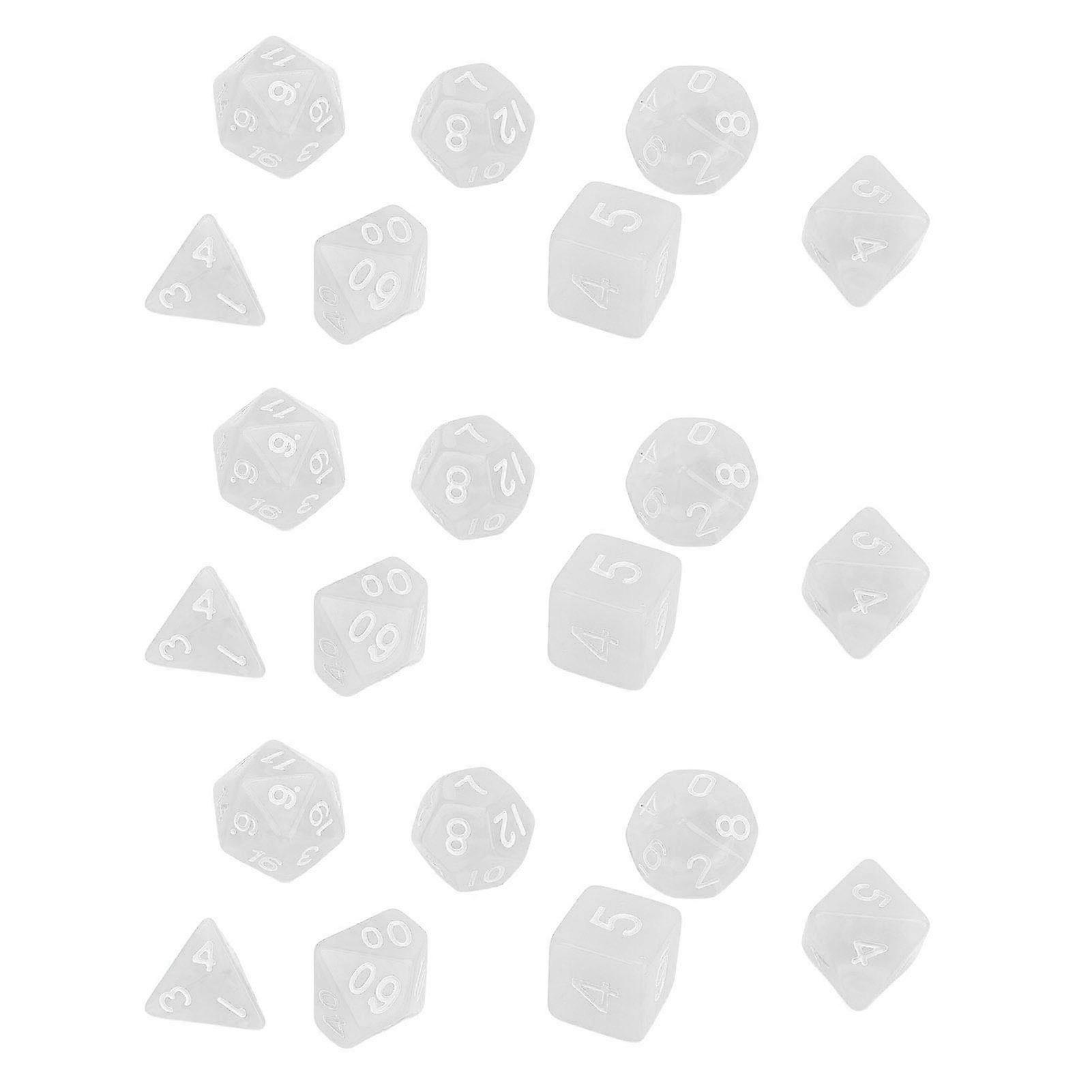 Transparent Multi-Sided Crystal Dice Set 21 Pieces Clear Tabletop Game Tool for Board Games RPG Role-Playing Durable Design High Qualit