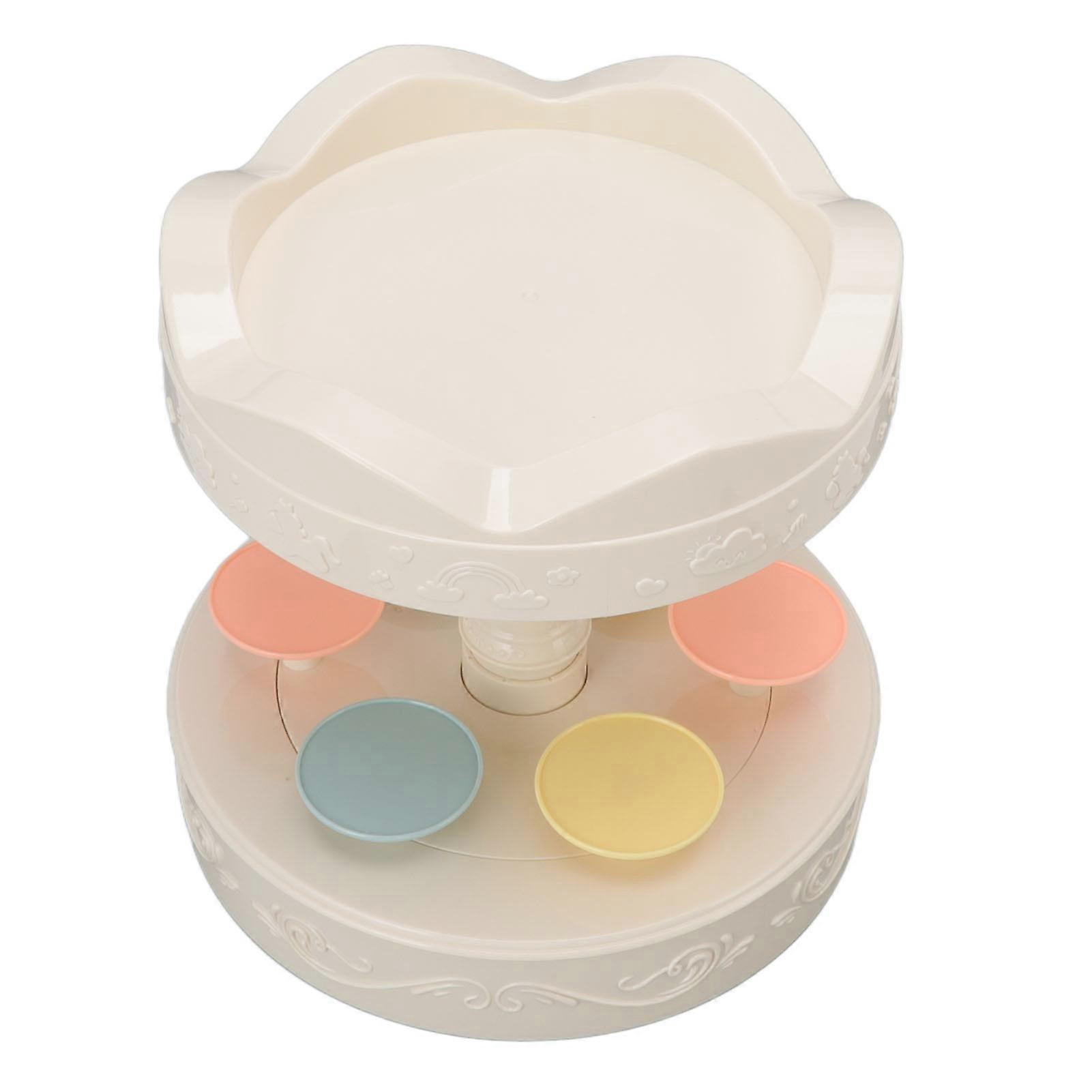 Rotating Dessert Machine Automatic Revolving Double Layer Dessert Display Stand Cupcake Display Plate 