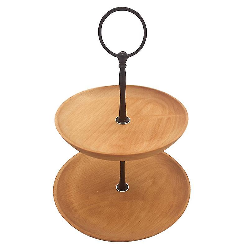 1pcs Wood Fruit Double Layer Plate
