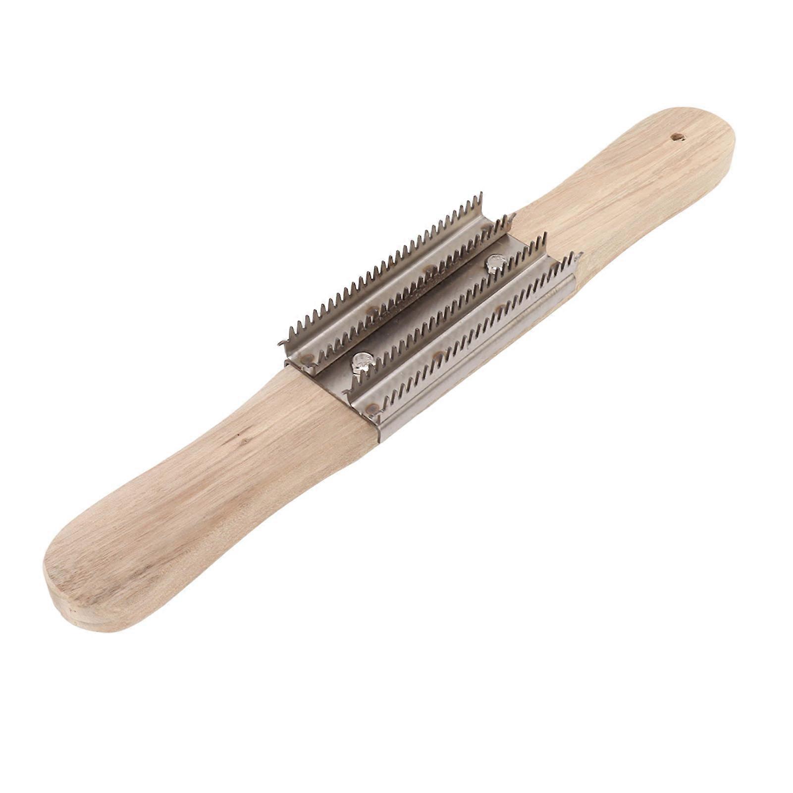 15 Inch Buffing Wheel Rake with Wooden Handle for Compound Cleaning Removing Residual Compounds Metal 