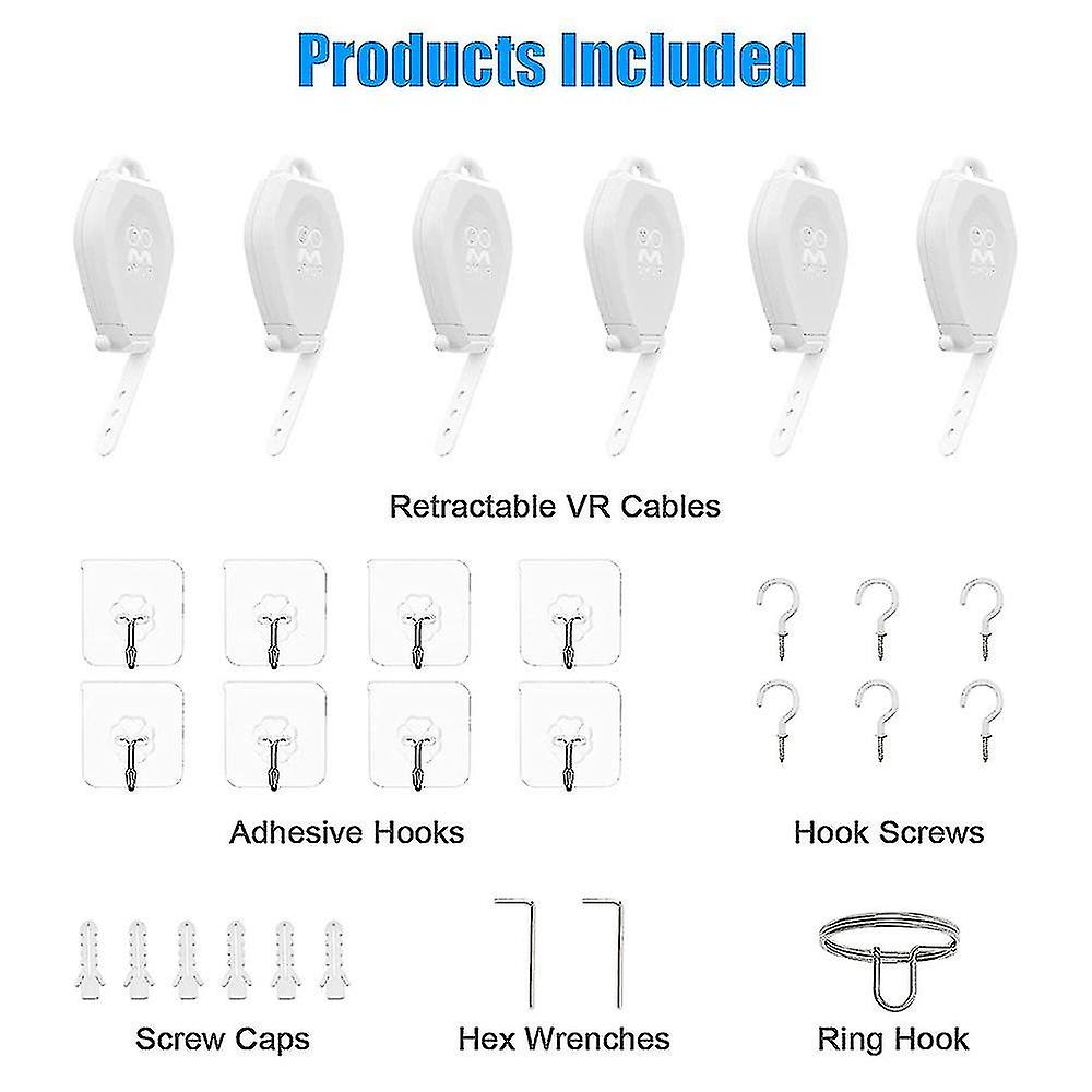 Oom Vr Cable Management 6 Sets Of Retractable Ceiling Pulley System For Oculus Quest 2/rift/valve/ (haoyi-YUHAO