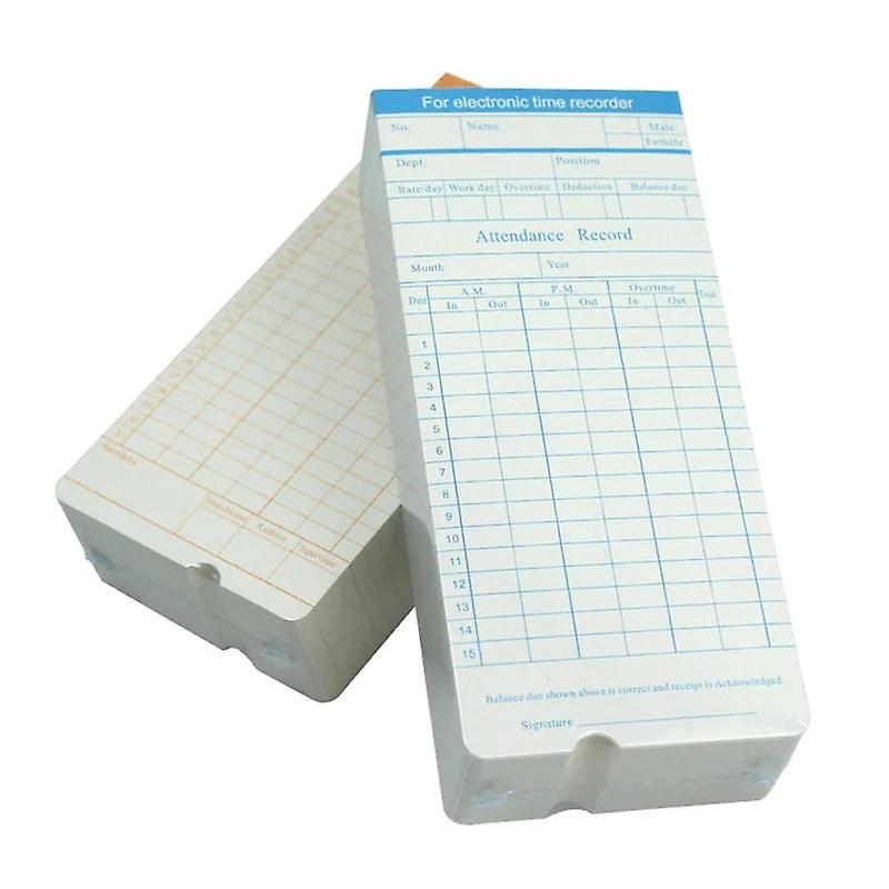 Xindabill 100/200/500pcs Cards Double-sided Monthly Employee Attendance Time Clock Recorder