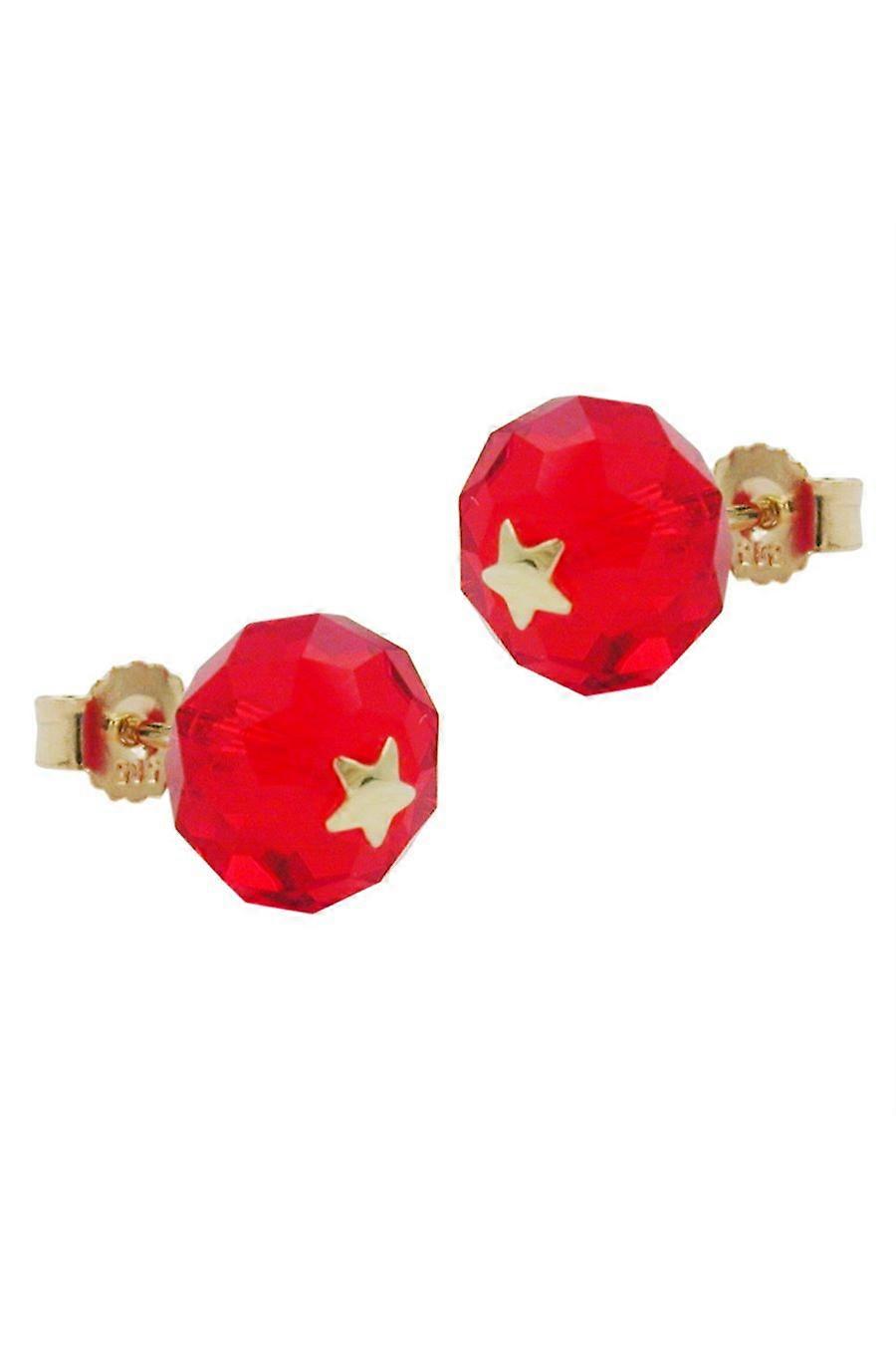 Stud Earrings Crystal Red Star 14k Gold - Gl431214
