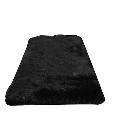 90Cm Black Plush Round Bedroom Carpet Round Cushion Az1973