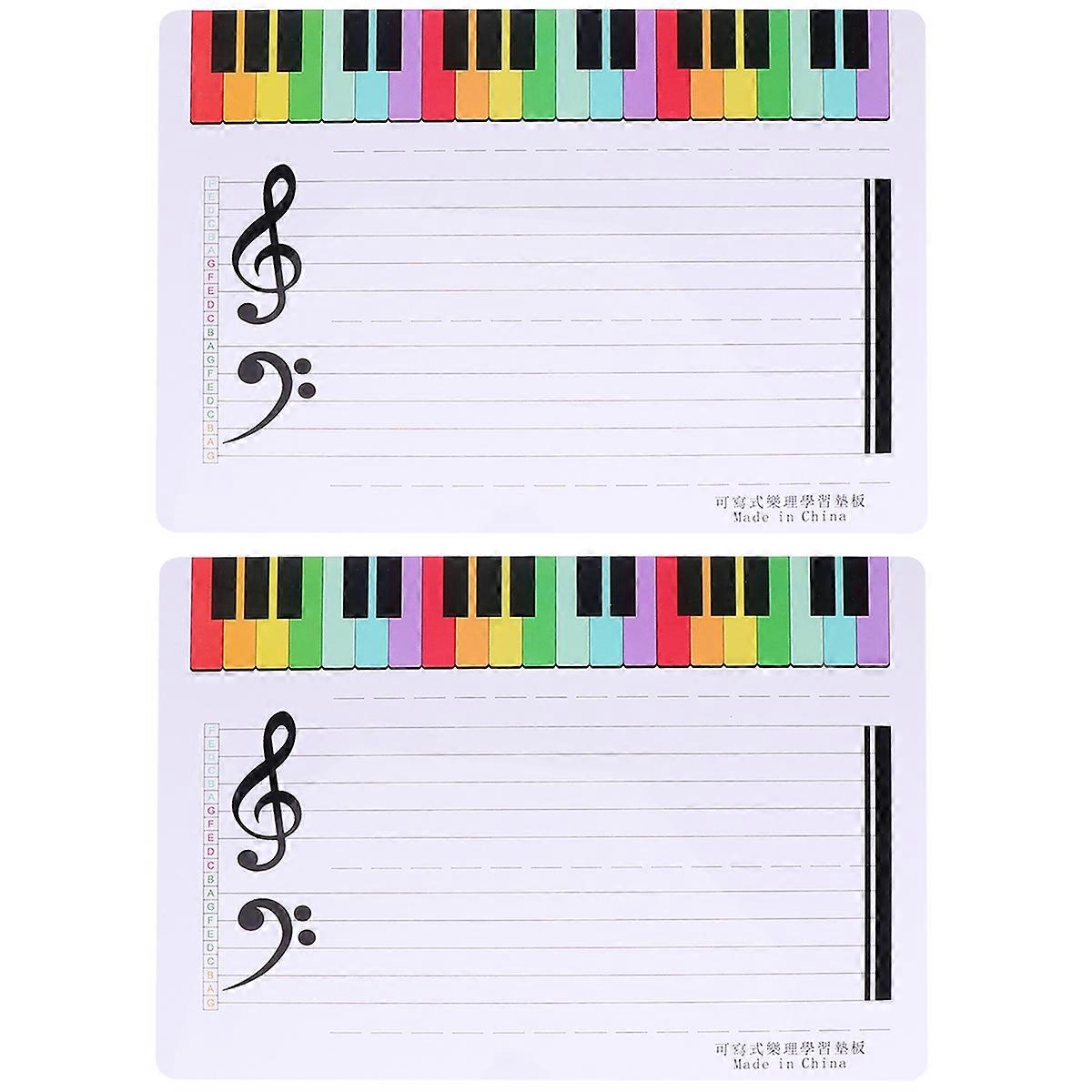 2Pcs Erasable Writing Staff White Board Music Teaching Practice Board(White)