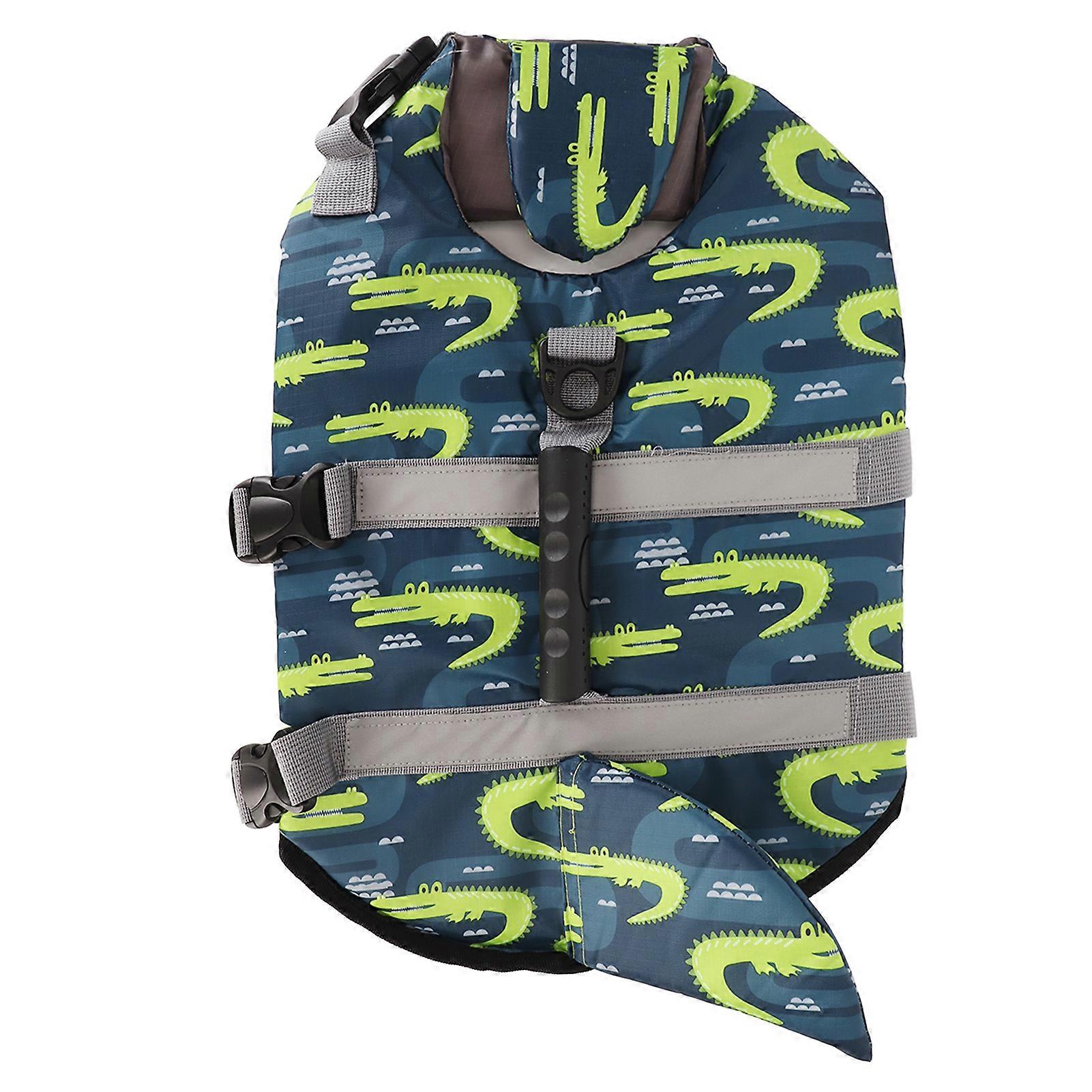 Dog Life Jacket with Handle Adjustable Dog Life Preserver Dog Floatation Swimming Vest with Reflective Stripe L